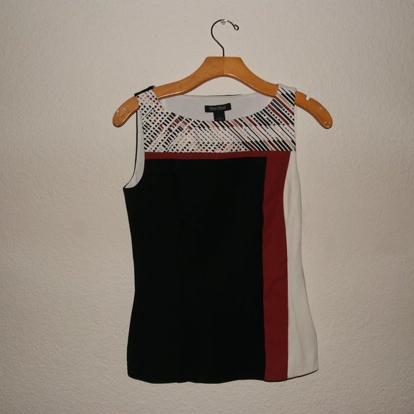 WHBM Colorblock Embroidered Bodice Sleeveless Top - Picture 3 of 8